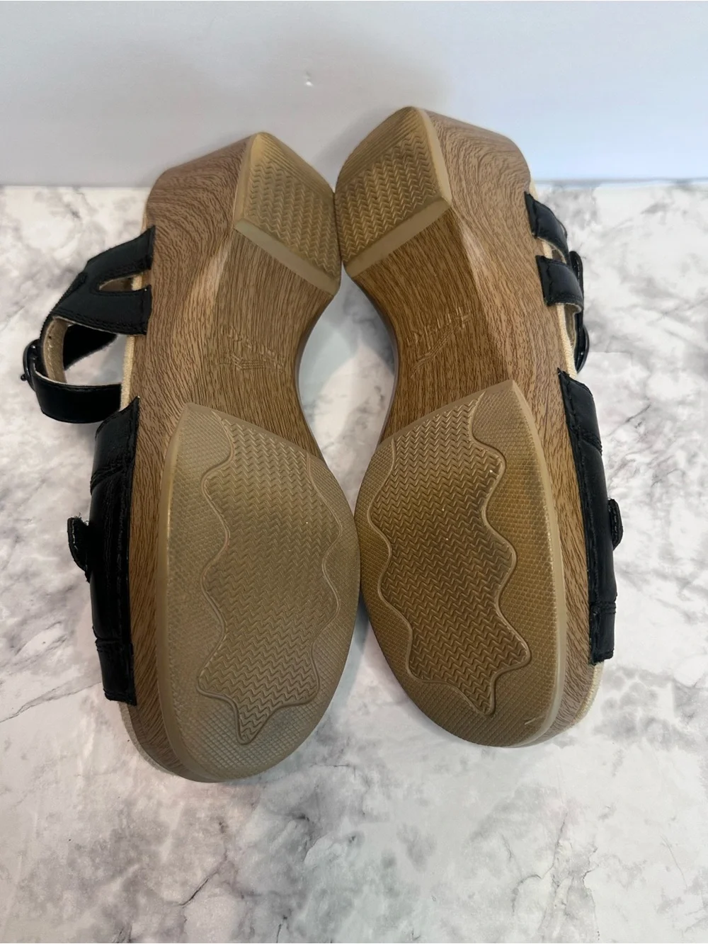 Dansko Candace Ankle Strappy Wedge Black Sandals size 38(7.5-8)